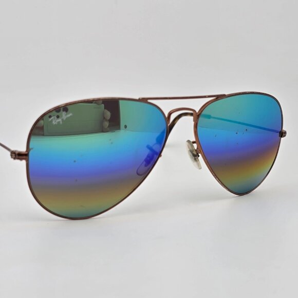 Ray-Ban RB3025 9018/C3 Bronze Frame Rainbow Mirror Glass Lens Aviator Sunglasses main image 15